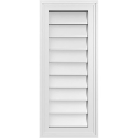 Ekena Millwork Vertical Surface Mount PVC Gable Vnt: Non-Functional, w/2"W x 1-1/2"H, Brickmould Frame, 12"W x 28"H GVPVE12X2802SN